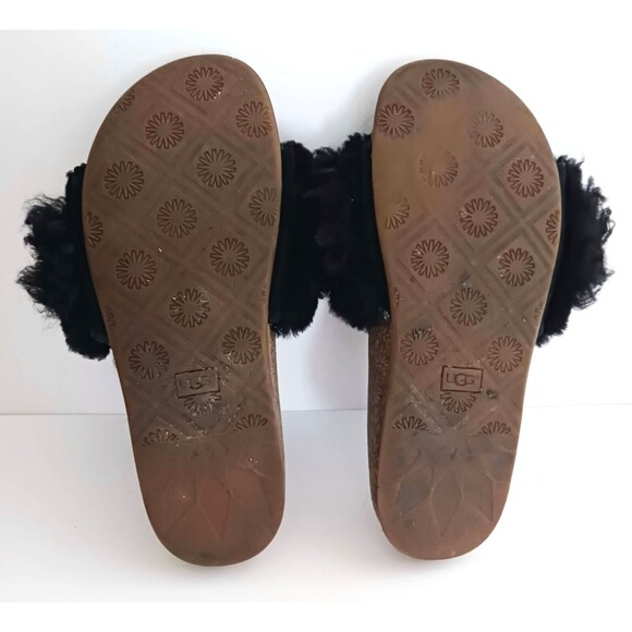 UGG Diane Wisp Blk Sheepskin Fluffie Fluff Slide Footbed Sandal Sz 5.5 - Picture 8 of 8